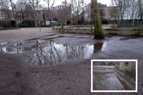 Pfützen im Rudolph-Wilde-Park