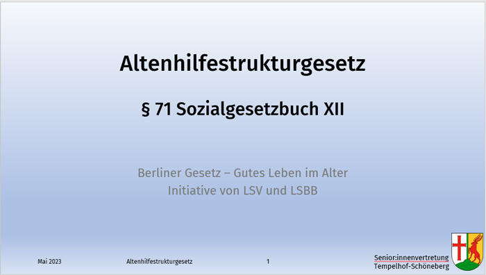 Altenhilfestrukturgesetz Berlin Gutes Leben im Alter § 71 SGB XII