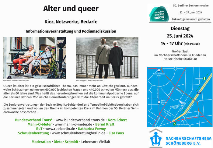 Seniorenvertretung Tempelhof-Schöneberg Alter und queer Bundesverband Trans* Mann-O-Meter RuT Schwulenberatung Lebensort Vielfalt