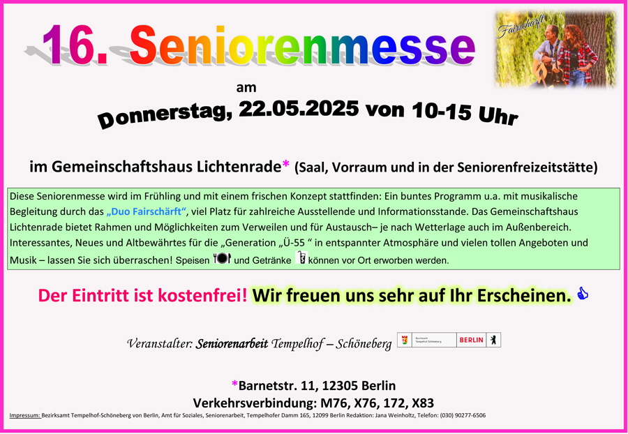 Seniorenvertretung Tempelhof-Schöneberg Seniorenmesse Lichtenrade