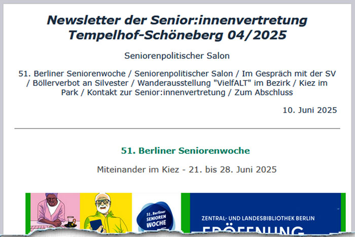Seniorenvertretung Tempelhof Schöneberg Newsletter