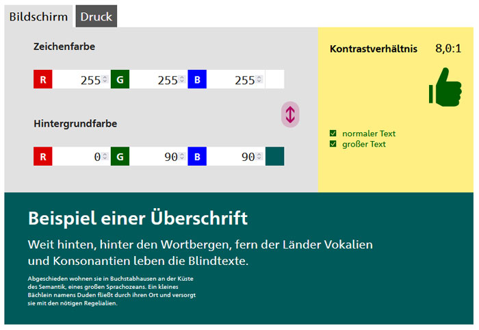 Seniorenvertretung Tempelhof Schöneberg Kontrastrechner